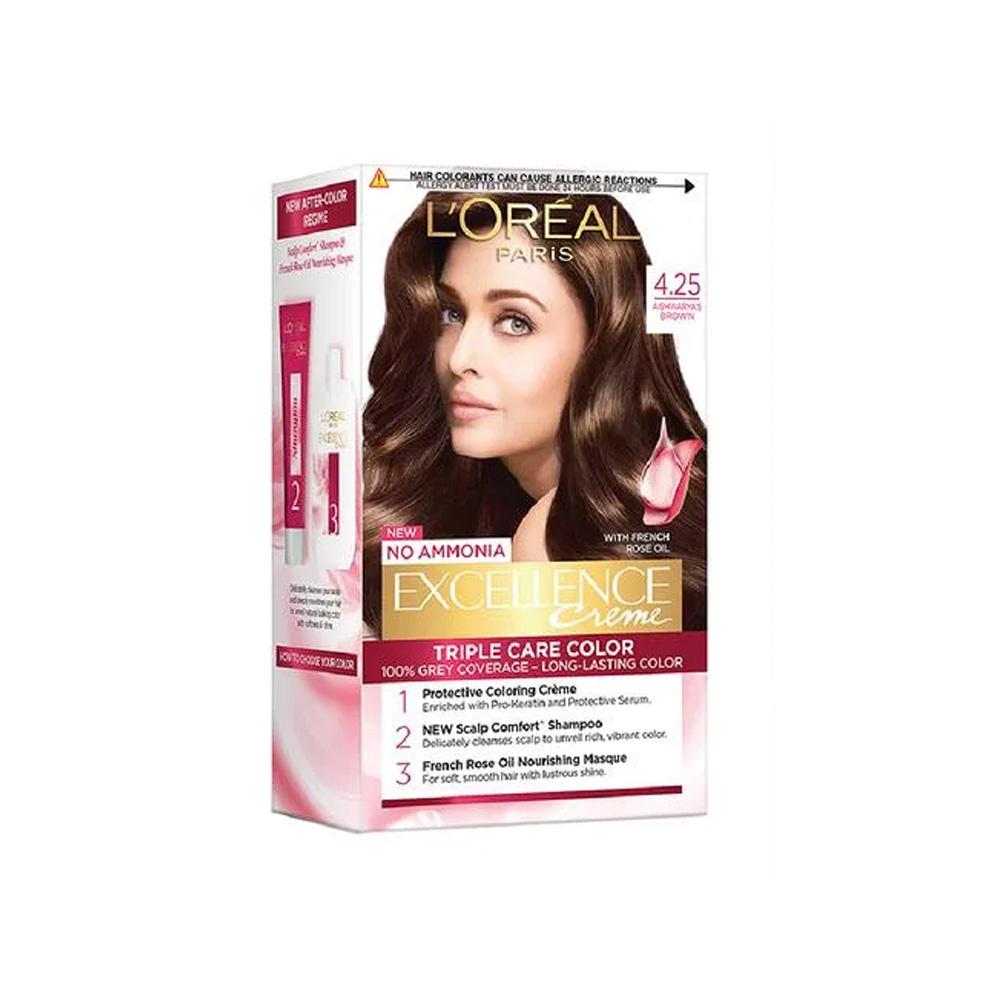 Loreal Professional 4.25 Aishwarya S Brown Excellence Hair Colour 100 ...